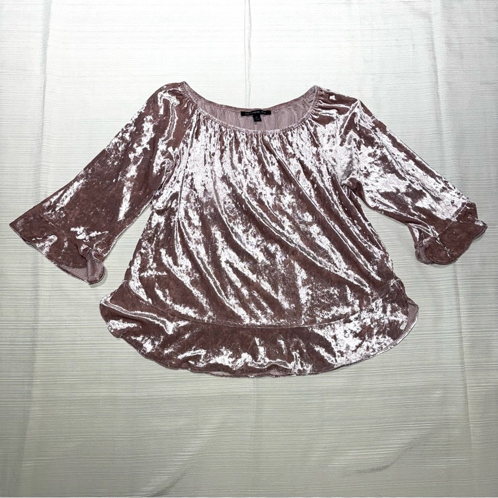 Zac & Rachel Blush Pink Crushed Velvet Bell Sleeve Blouse Women’s LP Whimsical